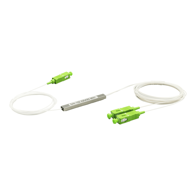 Splitter (Divisor Óptico) tipo PLC, de 1x2, conectores SC/APC - SILYMX