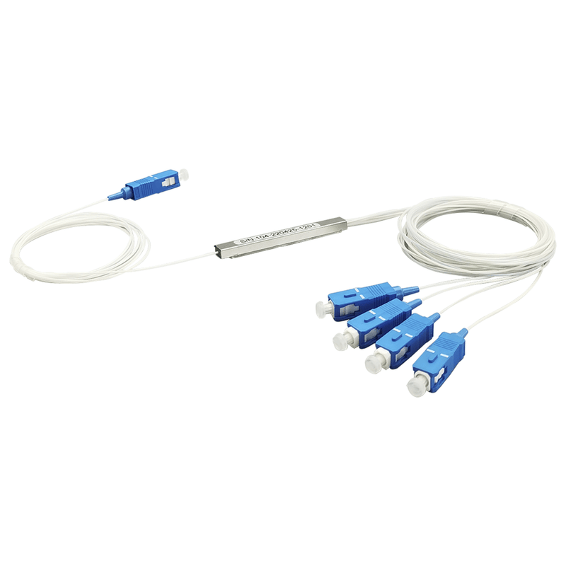 Splitter (Divisor Óptico) tipo PLC, de 1x4, conectores SC/UPC - SILYMX