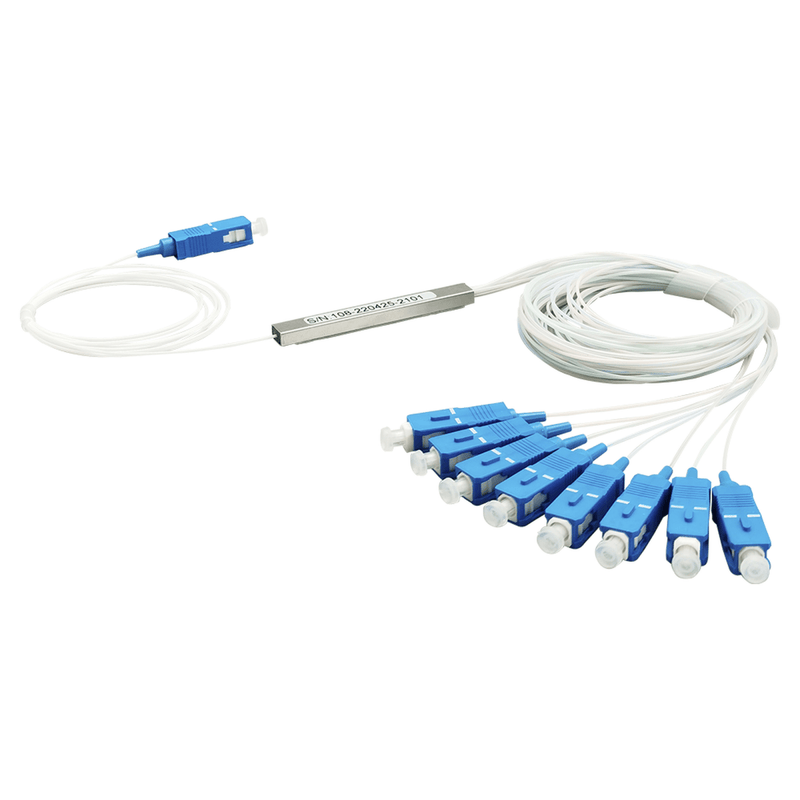 Splitter (Divisor Óptico) tipo PLC, 1x8, conectores SC/UPC - SILYMX