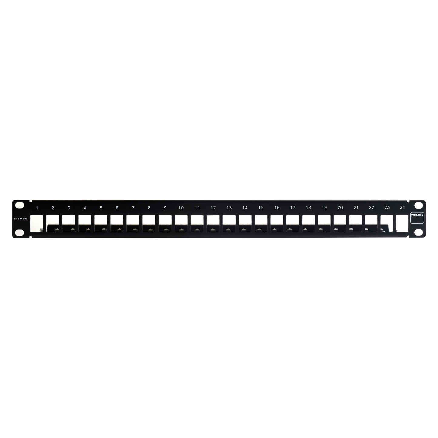 Patch Panel TERA-MAX Blindado de 24 Puertos Modular Plano Color Negro 1UR - SILYMX