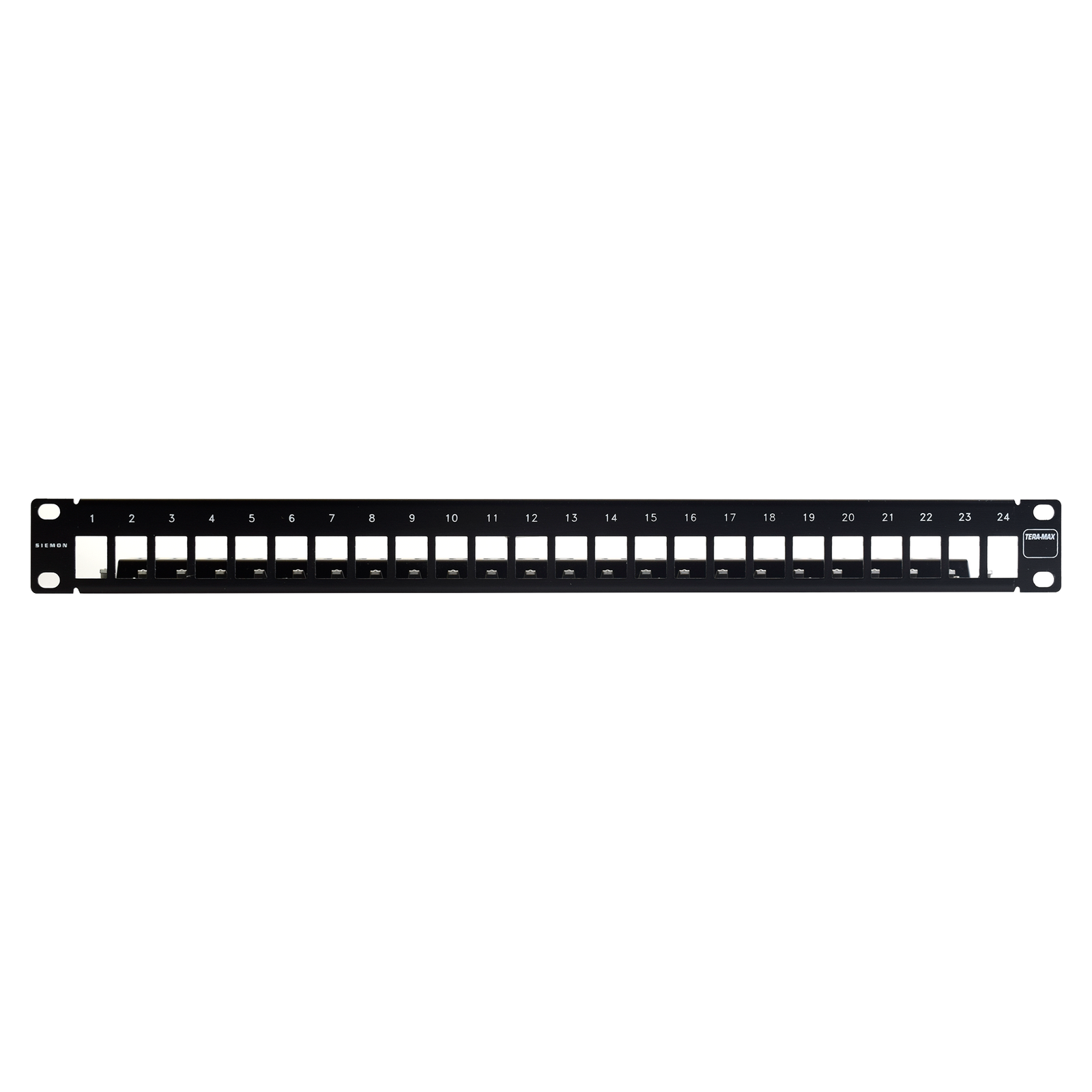 Patch Panel TERA-MAX Blindado de 24 Puertos Modular Plano Color Negro 1UR - SILYMX
