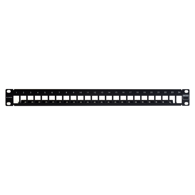 Patch Panel TERA-MAX Blindado de 24 Puertos Modular Plano Color Negro 1UR - SILYMX