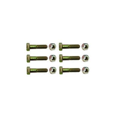 Paquete de 6 Tornillos Grado 5 con Tuercas Tropicalizadas de 3/8" x 2". - SILYMX