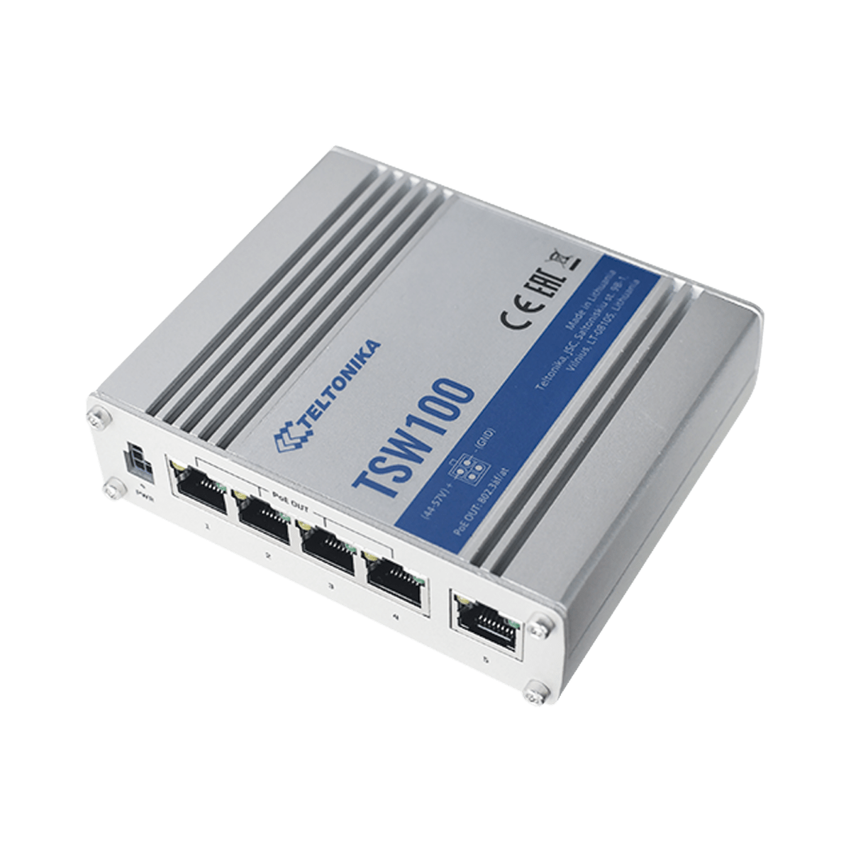 Switch Industrial No-Administrable 5 puertos Gigabit, PoE en 4 puertos 802.3af/at (120W) - SILYMX