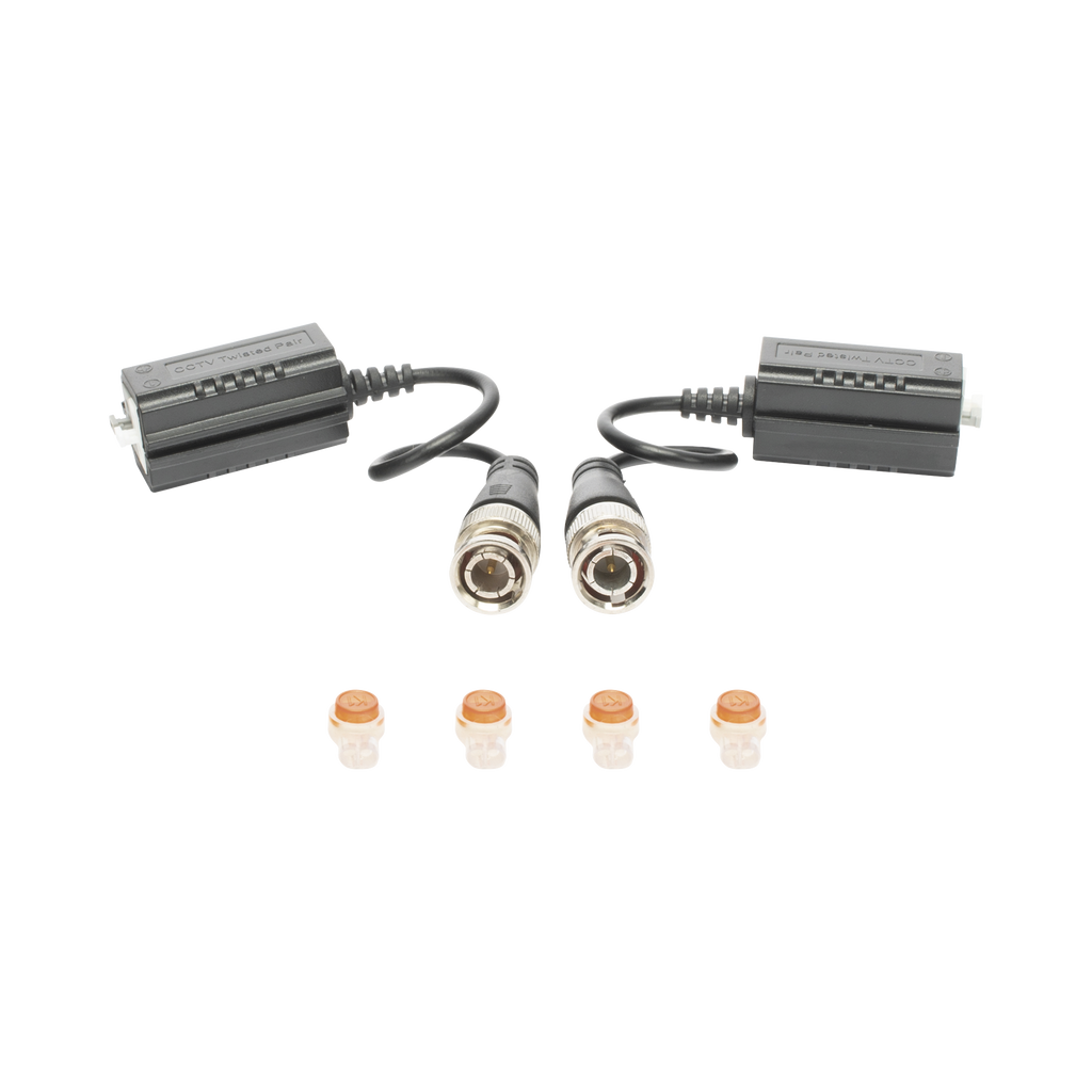 Kit de Transceptores (Baluns) para EXTERIOR TurboHD Hasta 4K HD-TVI / HD-CVI / AHD / CVBS / COAXITRON / AUDIO POR COAXITRON / Menu OSD / CONECTORES 100% COBRE / Con Cable RF Blindado. Distancia de hasta 200 m en 4K. Calidad PREMIUM