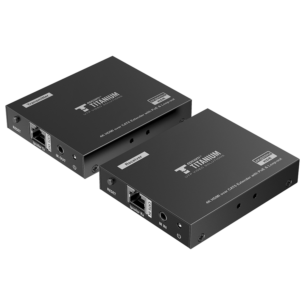 Kit Extensor HDMI para distancias de 70 metros Resolución 4K x 2K@ 60 Hz Cat 6, 6a y 7 IPCOLOR CERO LATENCIA SIN COMPRIMIR Salida Loop Control IR Salida de audio de 3.5mm PoC - SILYMX