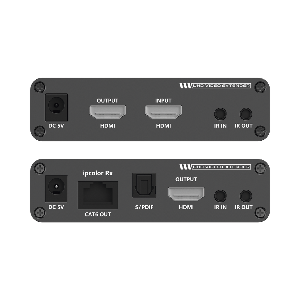 Kit Extensor HDMI hasta 700 metros con Conexión en Cascada / 4K @ 60 Hz/ Cat 6, 6a y 7 / IPCOLOR / CERO LATENCIA / SIN COMPRIMIR / HDR10 / Salida Loop / IR bidireccional / Puerto S/PDIF / Soporta ARC / Soporta 10 TT-676-Rx.
