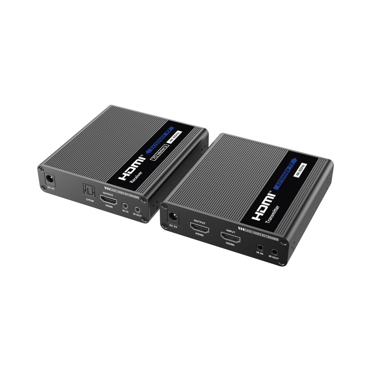 Kit Extensor HDMI para distancias de 70 metros / Resolución 4K x 2K@ 30 Hz/ Cat 6, 6a y 7 / IPCOLOR / CERO LATENCIA / SIN COMPRIMIR / Uso 24/7 / Puerto S/PDIF / Soporta ARC / Salida Loop / Alimente solo el Tx (PoC) / Control IR - SILYMX