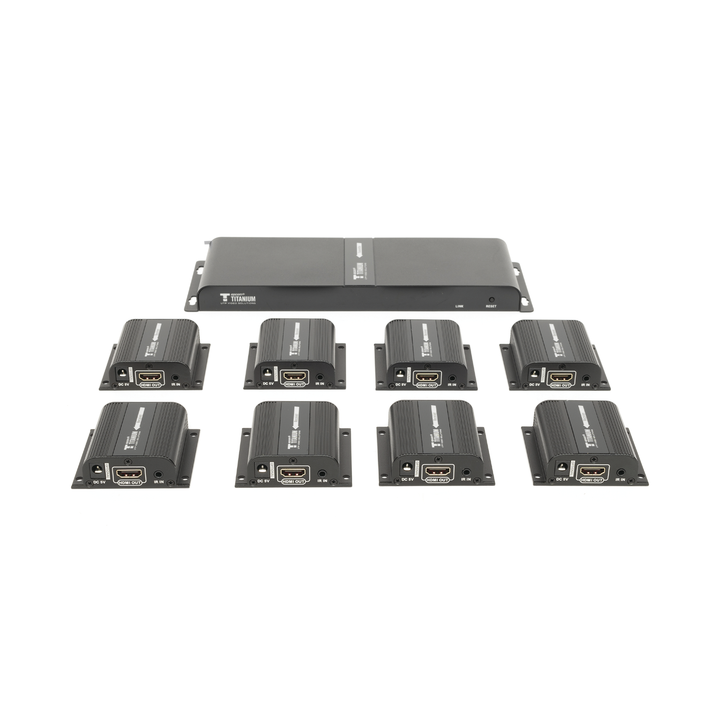 Kit Divisor y Extensor HDMI (Extender Splitter) / Divide 1 Fuente HDMI a 8 Pantallas / Extiende la señal HDMI hasta 40 m / Resolución 1080P @ 60 Hz / Cat 6/6a/7 / Uso 24/7 / Salida Loop en el Tx / IR / Alimente solo el Tx (PoC). - SILYMX
