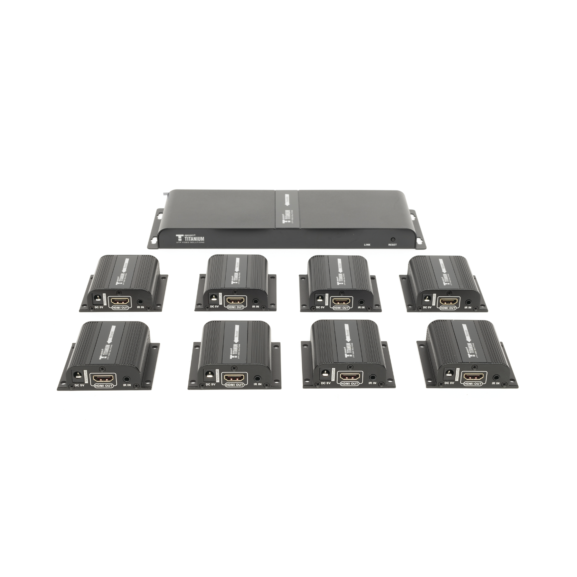 Kit Divisor y Extensor HDMI (Extender Splitter) / Divide 1 Fuente HDMI a 8 Pantallas / Extiende la señal HDMI hasta 40 m / Resolución 1080P @ 60 Hz / Cat 6/6a/7 / Uso 24/7 / Salida Loop en el Tx / IR / Alimente solo el Tx (PoC). - SILYMX