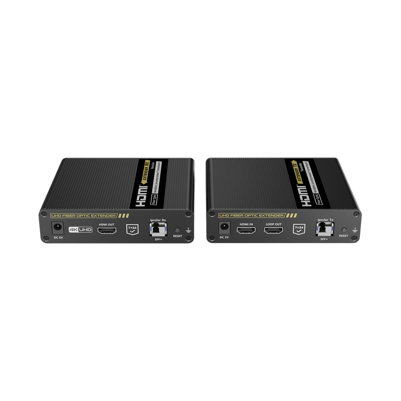 Kit Extensor HDMI por FIBRA ÓPTICA 10G a 40 Km / Resolución 4K@60Hz/ Monomodo (SMF) / IPCOLOR PIXEL / Cero Latencia/ Sin Comprimir / S/PDIF / ARC / RS-232 / Salida Loop / Transceptores Ópticos (GBIC) Incluidos / IR bidireccional. - SILYMX
