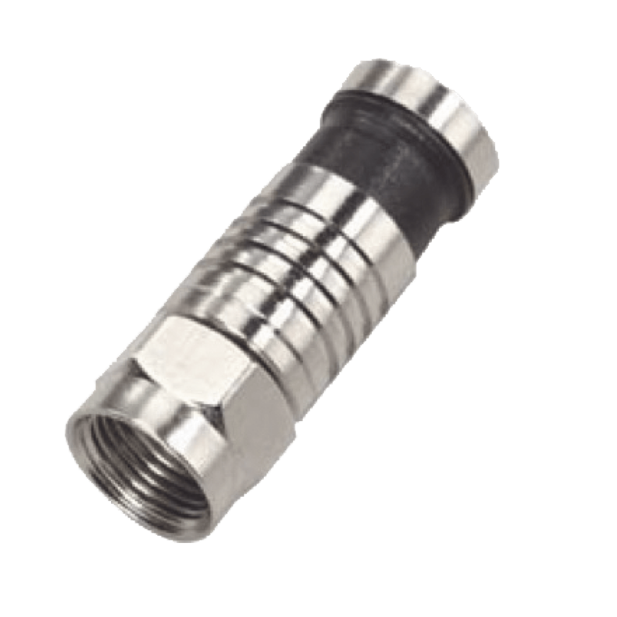 Conector F Macho de Compresión para cable RG-6, Cuerpo de Bronce Niquelado. - SILYMX