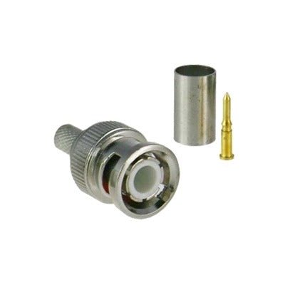 Conector BNC macho para 75 Ohm, de 3 piezas en línea, anillo plegable para cable RG-59/U en aplicación de CCTV, Níquel/ Oro/ Teflón. - SILYMX