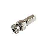 Conector BNC Macho de Ensamble Roscable (Hex.) en Sentido de las Manecillas de Reloj para Cable Coaxial RG-59/U, Níquel/ Oro/ Delrin. - SILYMX