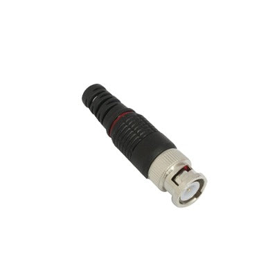 Conector BNC macho en 75 Ohm con Base de Alivio Plástica Negra para Cable Coaxial RG-59/ RG-6, Níquel/ Oro/ Teflón. - SILYMX