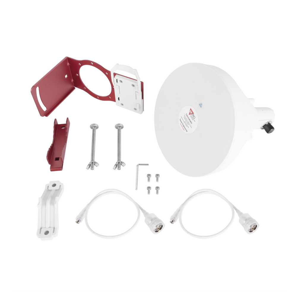 Antena Sectorial Simétrica de 30 °, 19 dBi, 4.9-6.5 GHz, Ideal para ambientes de alto ruido, Tipo de conector N-Hembra, con montaje y jumpers incluidos - SILYMX