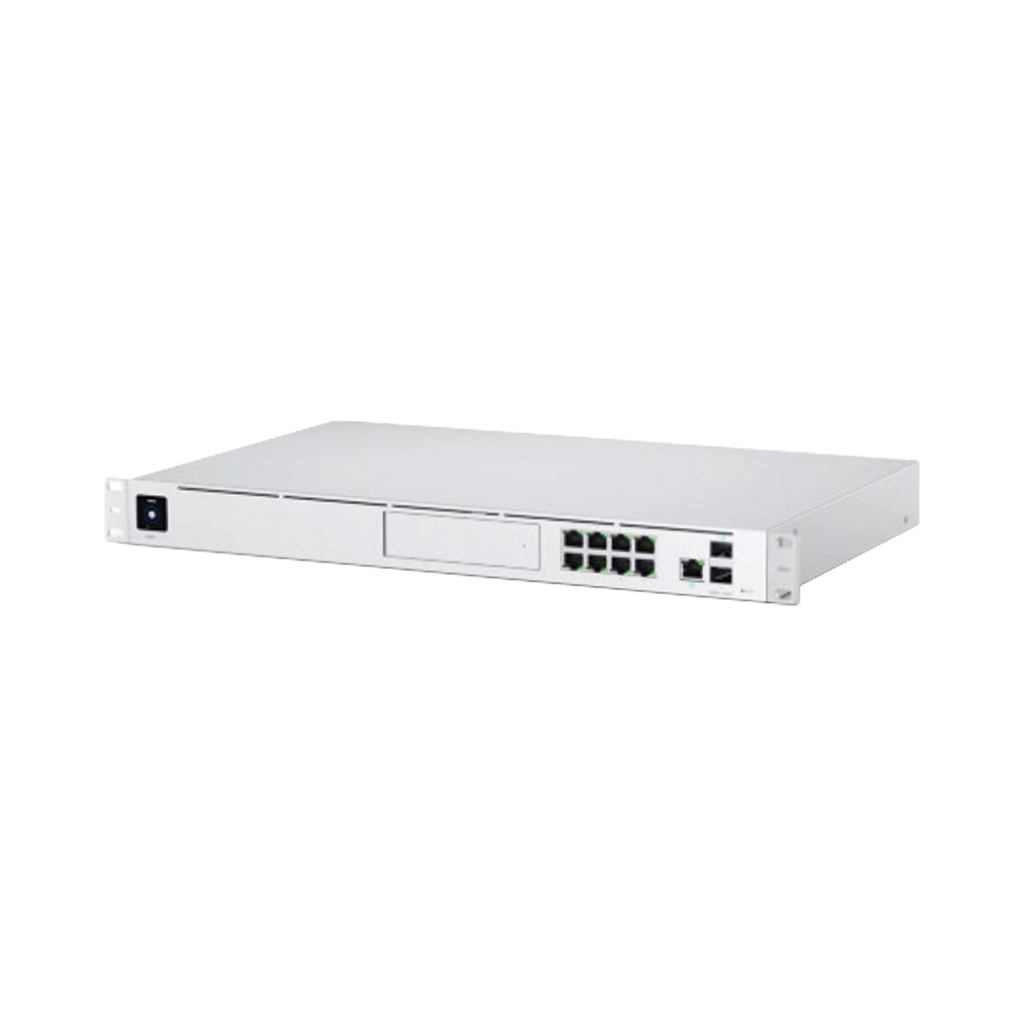 UniFi Dream Machine Pro, con un puerto 10G SFP+ WAN / 1 GbE WAN / 8 puertos 10/100/1000 Mbps RJ-45 LAN, y una bahía de HDD 3.5", integra todos los controladores UniFi - SILYMX