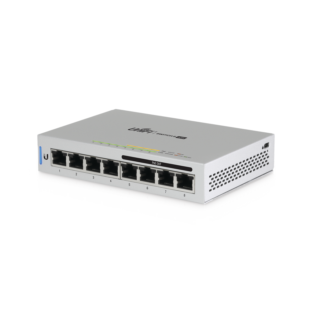 Switch UniFi Administrable capa 2 de 8 puertos Gigabit (4 Puertos Gigabit PoE 802.3af y 4 puertos Gigabit ethernet) 60W - SILYMX