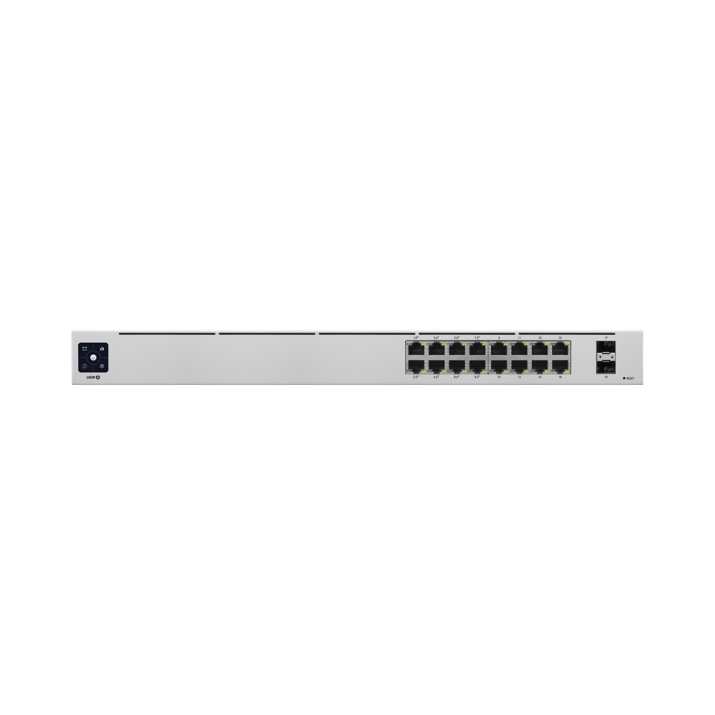 UniFi Switch USW-16-POE Gen2, Capa 2 de 16 puertos (8 puertos PoE 802.3af/at + 8 puertos Gigabit) + 2 puertos 1G SFP, 42W, pantalla informativa - SILYMX