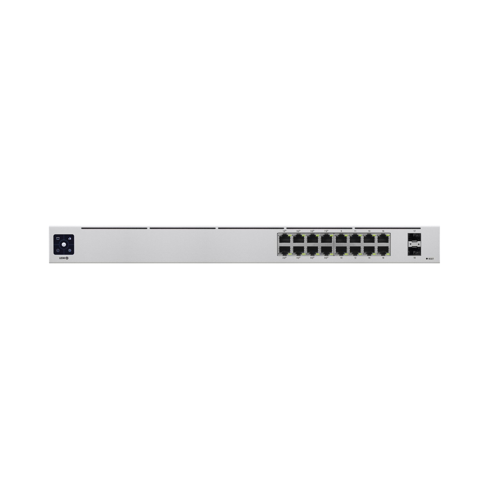 UniFi Switch USW-16-POE Gen2, Capa 2 de 16 puertos (8 puertos PoE 802.3af/at + 8 puertos Gigabit) + 2 puertos 1G SFP, 42W, pantalla informativa - SILYMX