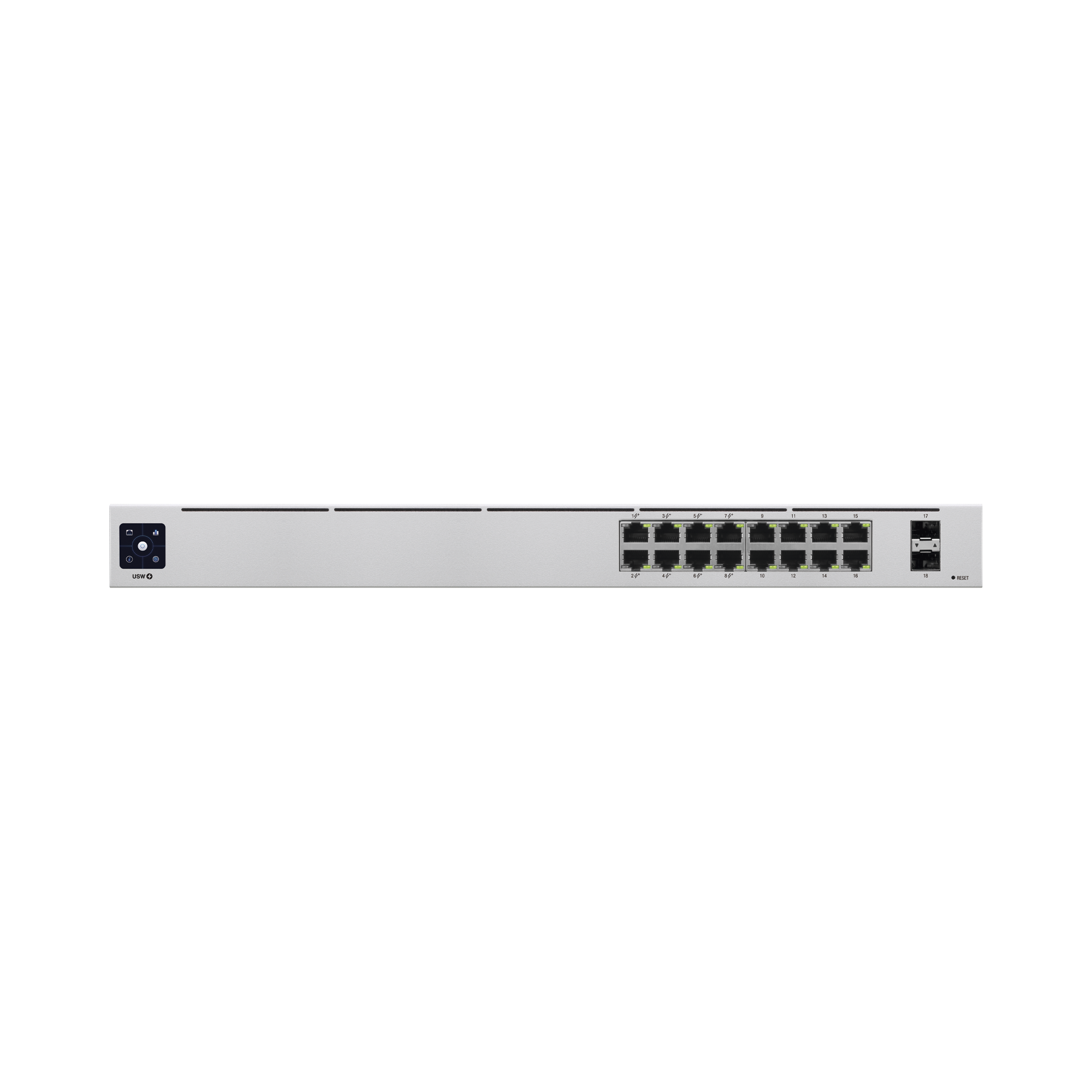 UniFi Switch USW-16-POE Gen2, Capa 2 de 16 puertos (8 puertos PoE 802.3af/at + 8 puertos Gigabit) + 2 puertos 1G SFP, 42W, pantalla informativa - SILYMX