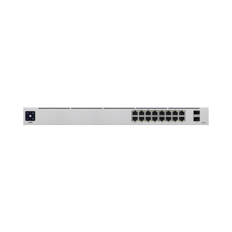 UniFi Switch USW-16-POE Gen2, Capa 2 de 16 puertos (8 puertos PoE 802.3af/at + 8 puertos Gigabit) + 2 puertos 1G SFP, 42W, pantalla informativa - SILYMX