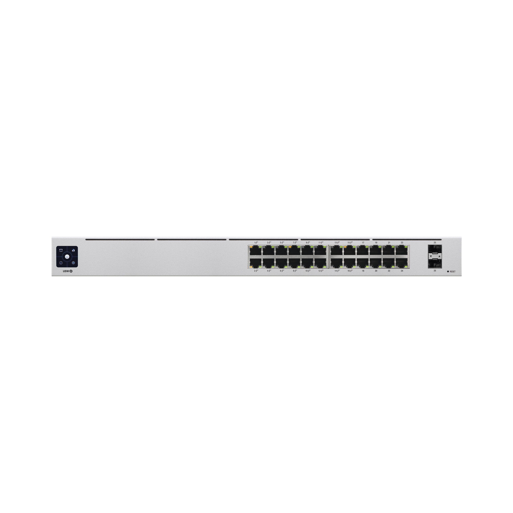 UniFi Switch USW-24-POE Gen2, Capa 2 de 24 puertos (16 puertos PoE 802.3af/at + 8 puertos Gigabit) + 2 puertos 1G SFP, 95W, pantalla informativa - SILYMX