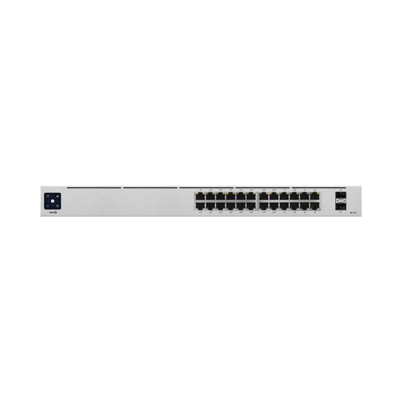 UniFi Switch USW-24-POE Gen2, Capa 2 de 24 puertos (16 puertos PoE 802.3af/at + 8 puertos Gigabit) + 2 puertos 1G SFP, 95W, pantalla informativa - SILYMX