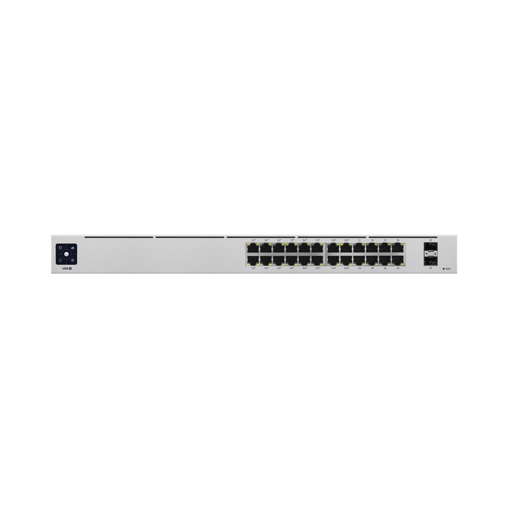 UniFi Switch USW-24-POE Gen2, Capa 2 de 24 puertos (16 puertos PoE 802.3af/at + 8 puertos Gigabit) + 2 puertos 1G SFP, 95W, pantalla informativa - SILYMX