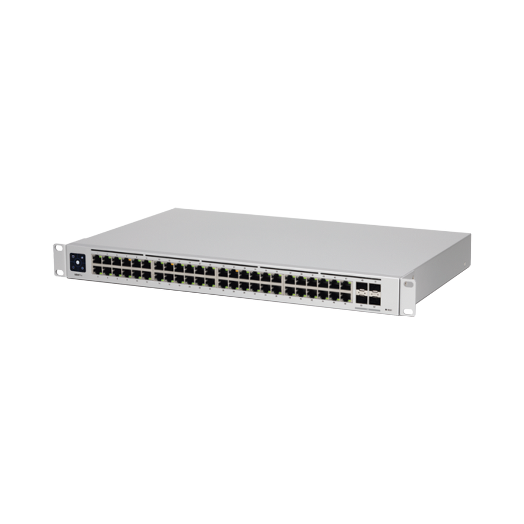 UniFi Switch USW-Pro-48, Capa 3 de 48 puertos Gigabit RJ-45 + 4 puertos 1/10G SFP+, pantalla informativa
