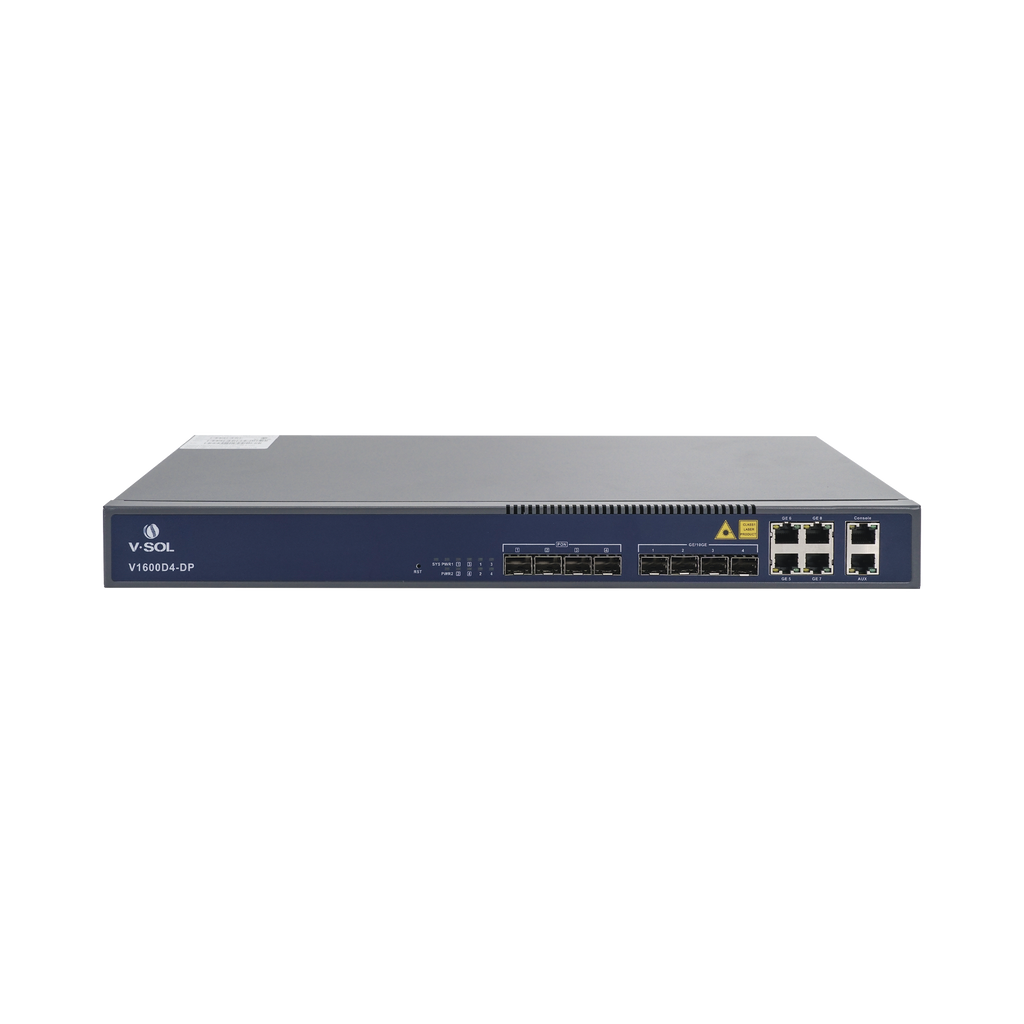 OLT de 4 puertos EPON con 8 puertos Uplink (4 puertos Gigabit Ethernet + 4 puertos Gigabit Ethernet SFP) hasta 256 ONUS V1600D4-DP - SILYMX