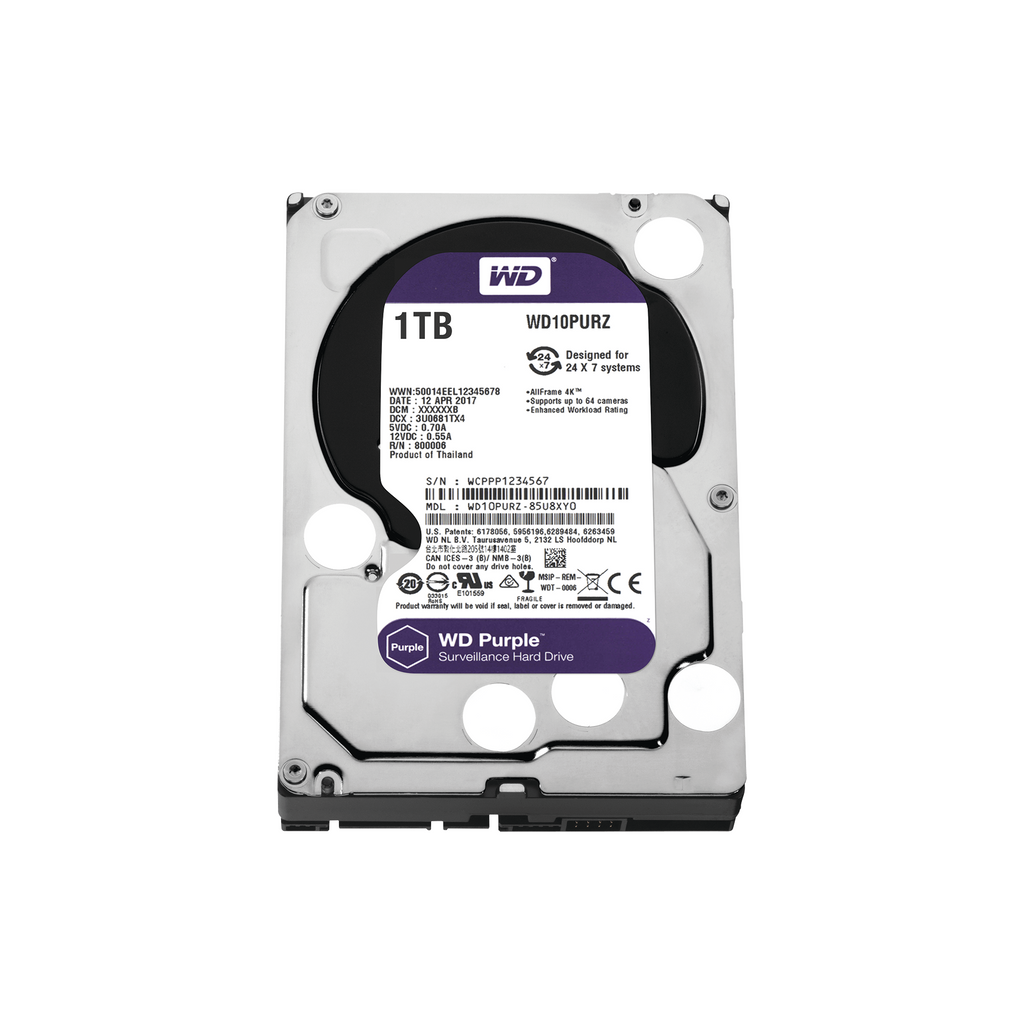 Disco Duro Purple de 1 TB 5400 RPM Optimizado para Soluciones de Videovigilancia Uso 24-7 3 Años de Garantia