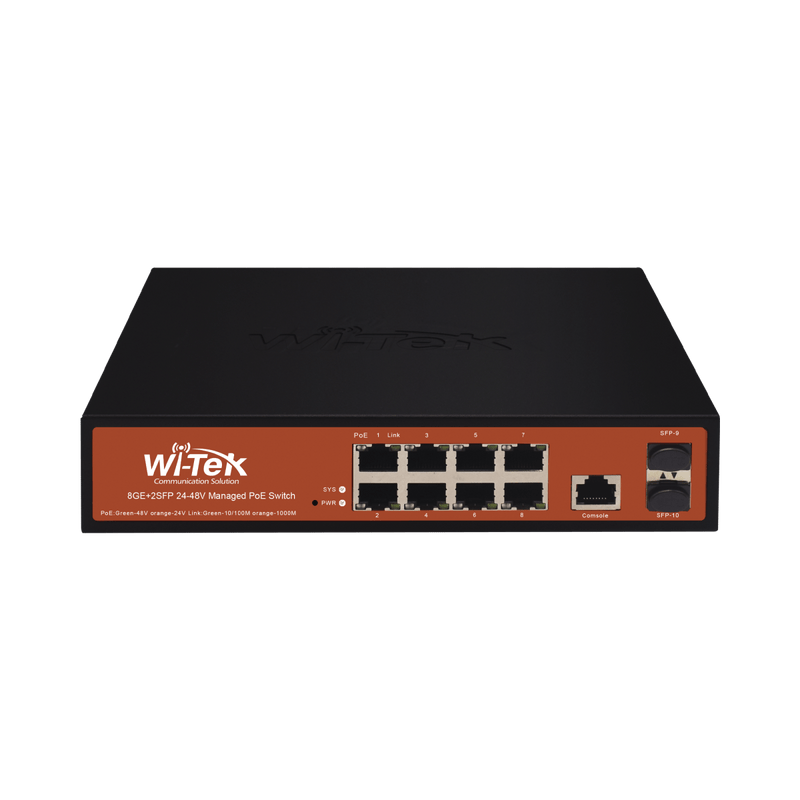 Switch Administrable de 8 puertos Gigabit Ethernet con PoE 802.3 af/at y 24V Pasivo + 2 SFP Gigabit, 150 W - SILYMX