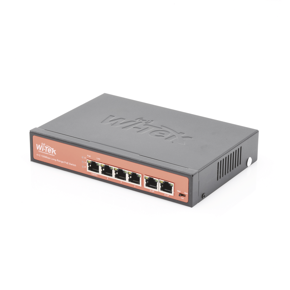 Switch PoE (802.3af/at/bt) / No administrable de largo alcance / Hasta 250m / 4x10/100Mbps (PoE) + 2x10/100Mbps Uplink / Presupuesto 65 W - SILYMX