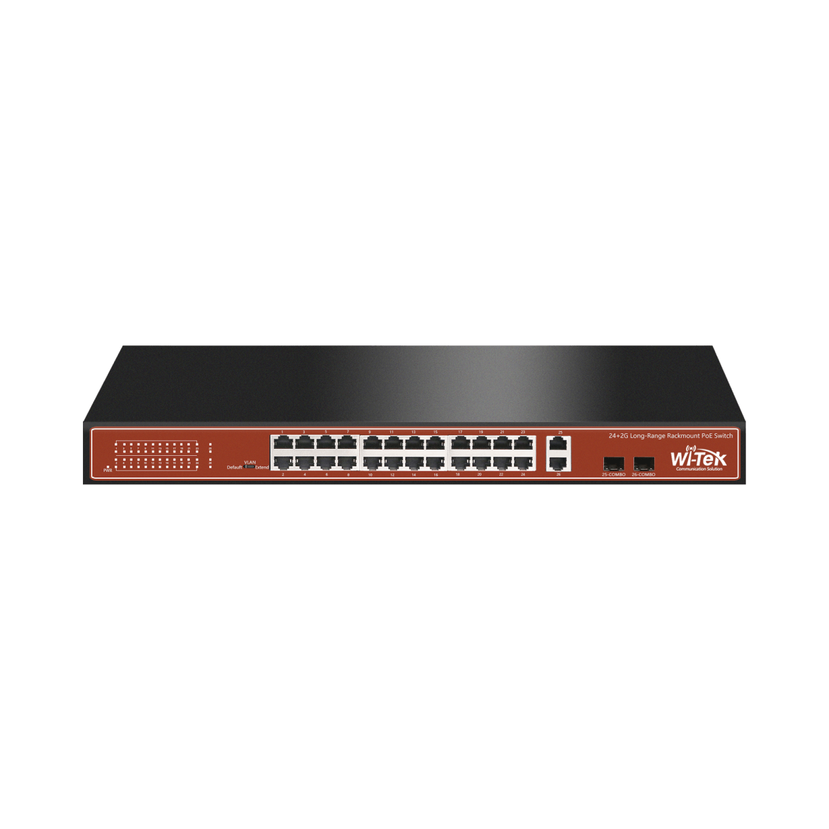 Switch PoE (802.3af/at/bt) / No administrable de largo alcance / Hasta 250m / Con 24 x 10/100Mbps + 2 x SFP Gigabit Combo / 250 W - SILYMX