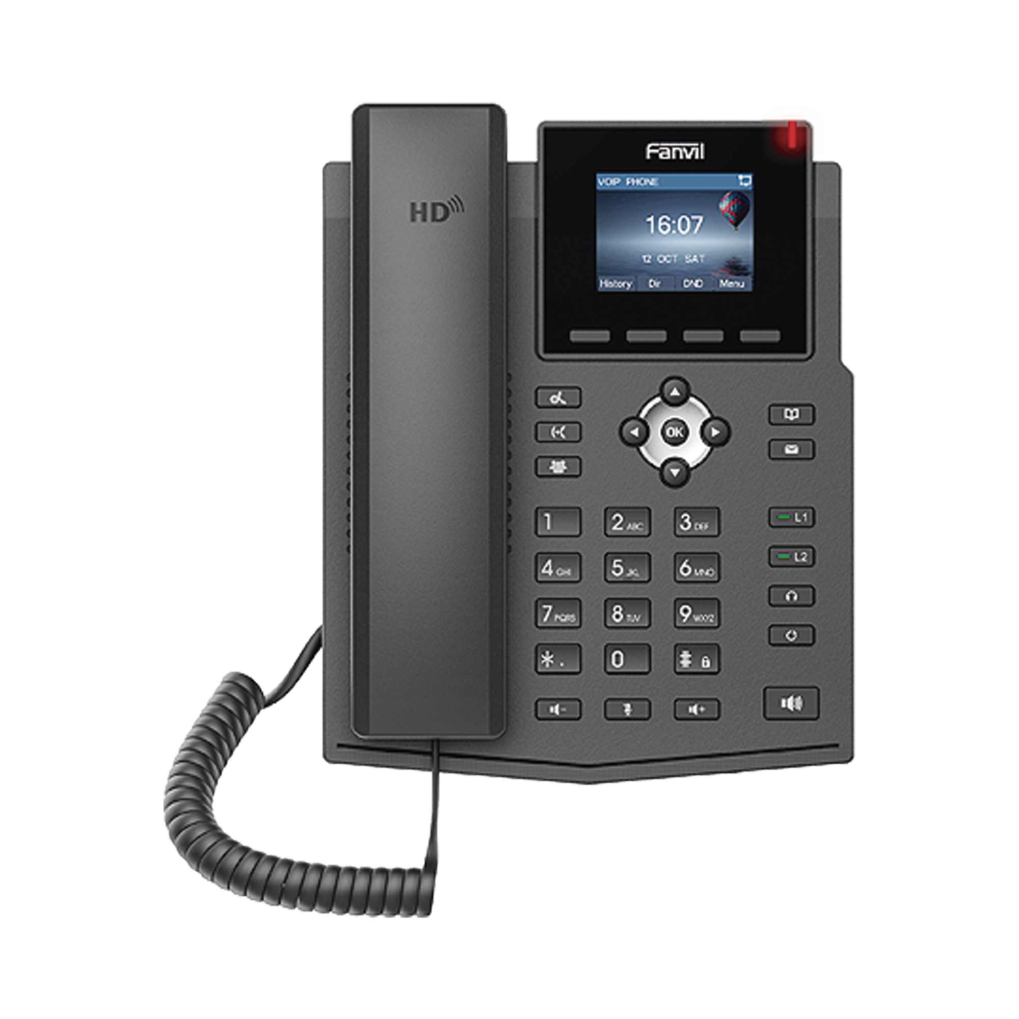 Teléfono IP empresarial para 4 líneas SIP con pantalla LCD de 2.4 pulgadas a color, Opus y conferencia de 3 vías, PoE. - SILYMX