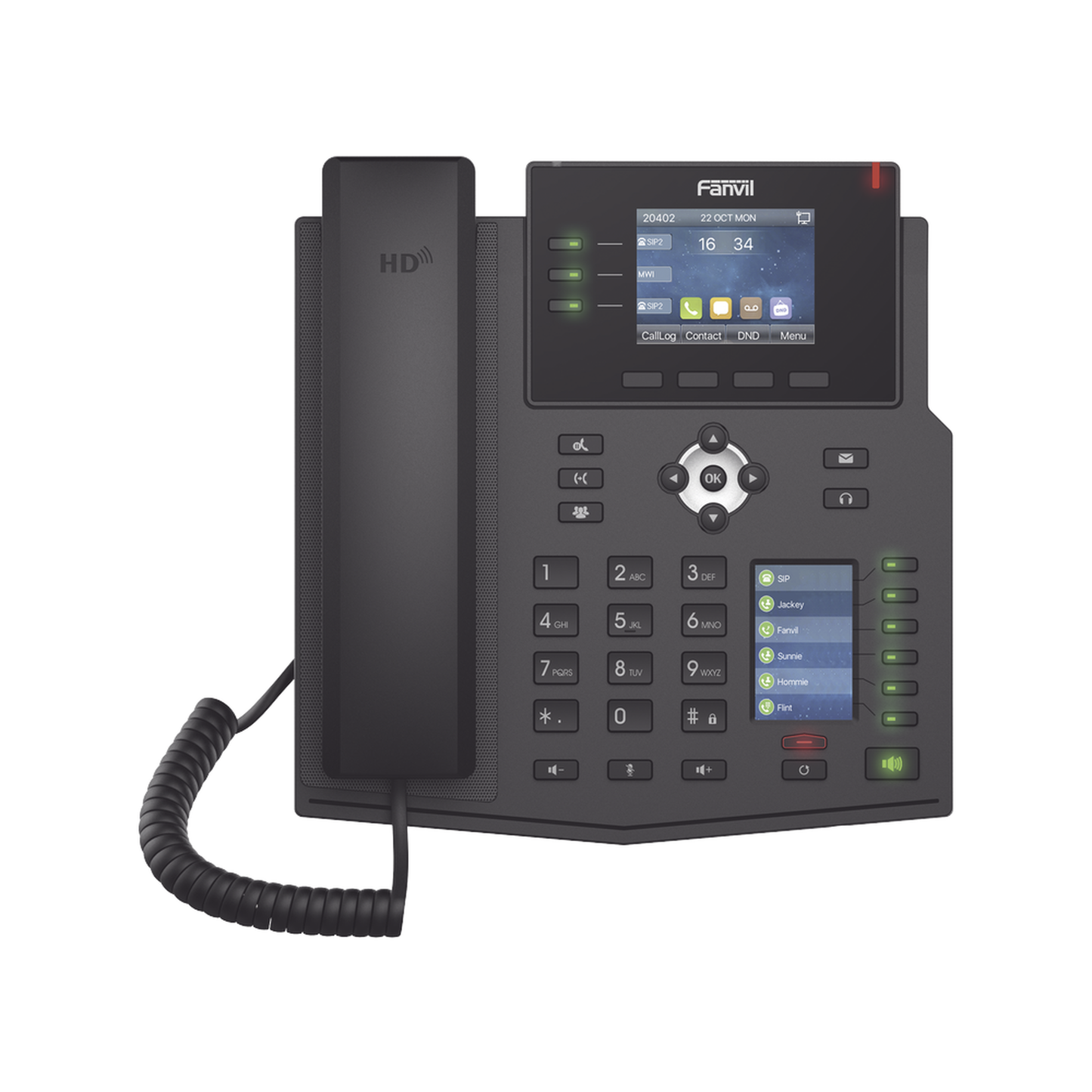 Teléfono IP Empresarial con Estándares Europeos, 12 lineas SIP con pantalla a color, 30 teclas DSS/BLF, puertos Gigabit, IPv6, Opus y conferencia de 3 vías, PoE/DC - SILYMX