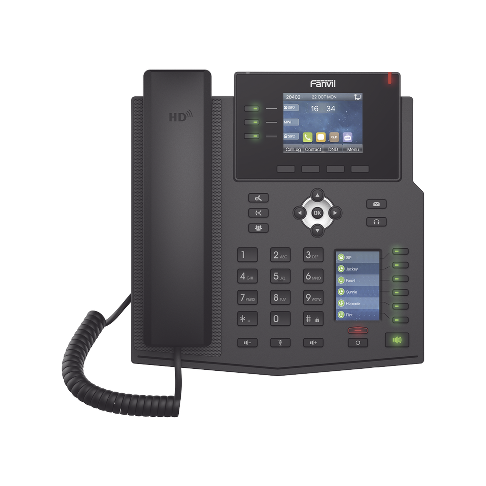 Teléfono IP Empresarial con Estándares Europeos, 12 lineas SIP con pantalla a color, 30 teclas DSS/BLF, puertos Gigabit, IPv6, Opus y conferencia de 3 vías, PoE/DC - SILYMX