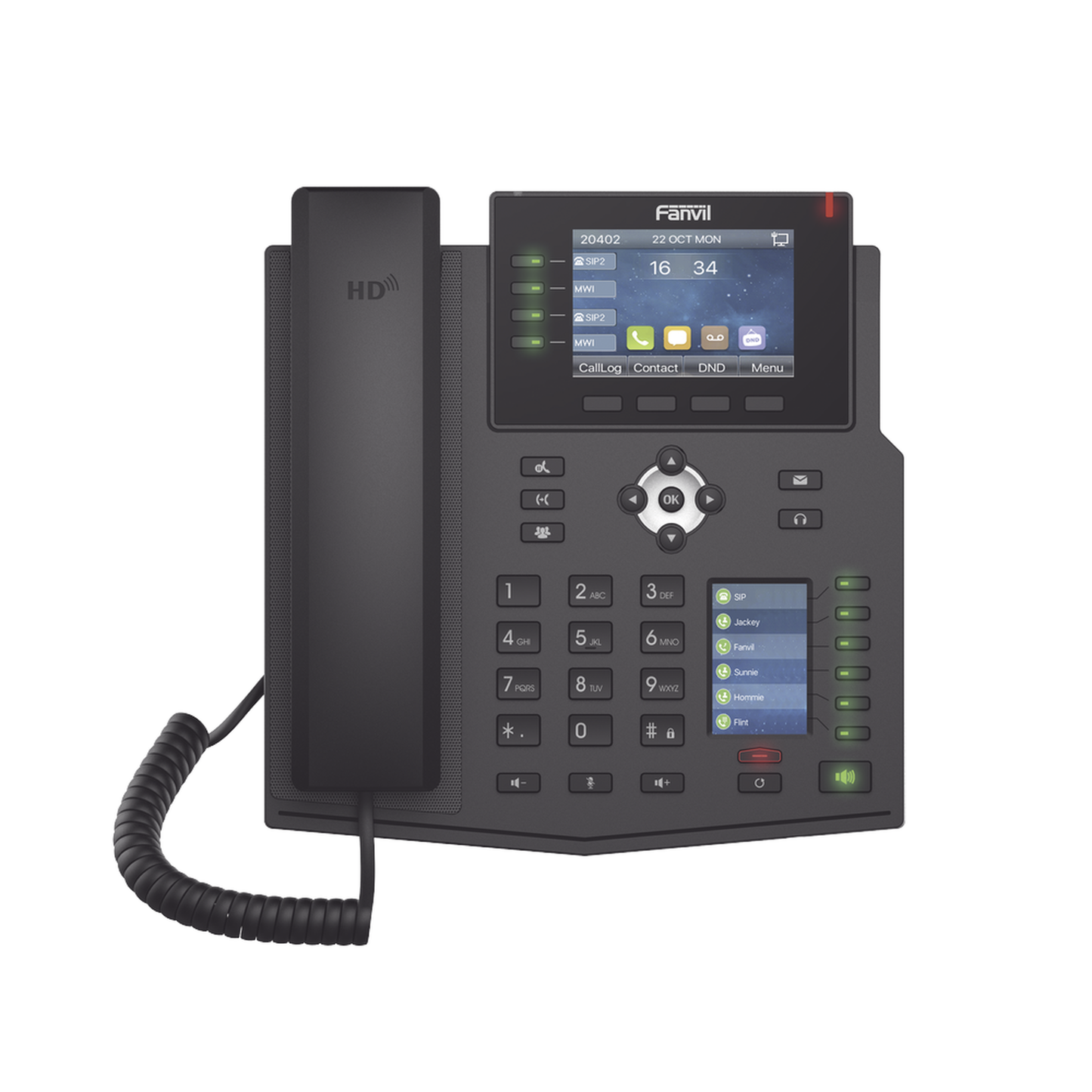 Teléfono IP Empresarial con Estándares Europeos, 16 líneas SIP con pantalla LCD a color 3.5", 30 teclas DSS/BLF, puertos Gigabit, IPv6, Opus y conferencia de 3 vías, PoE/DC - SILYMX