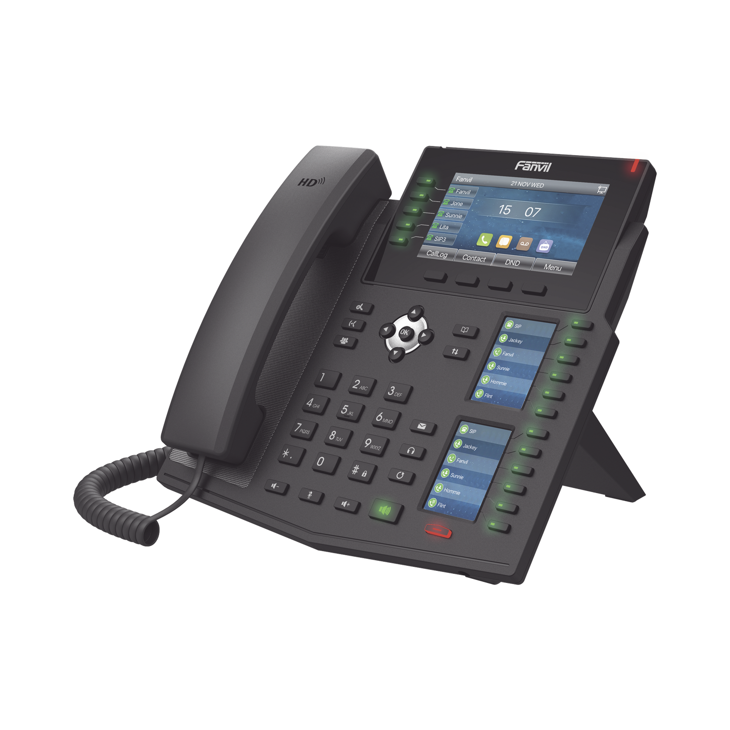 Teléfono IP Empresarial con Estándares Europeos, 20 lineas SIP con pantalla LCD a color, 60 teclas DSS/BLF, puertos Gigabit, IPv6, Opus y conferencia de 3 vías, PoE/DC - SILYMX