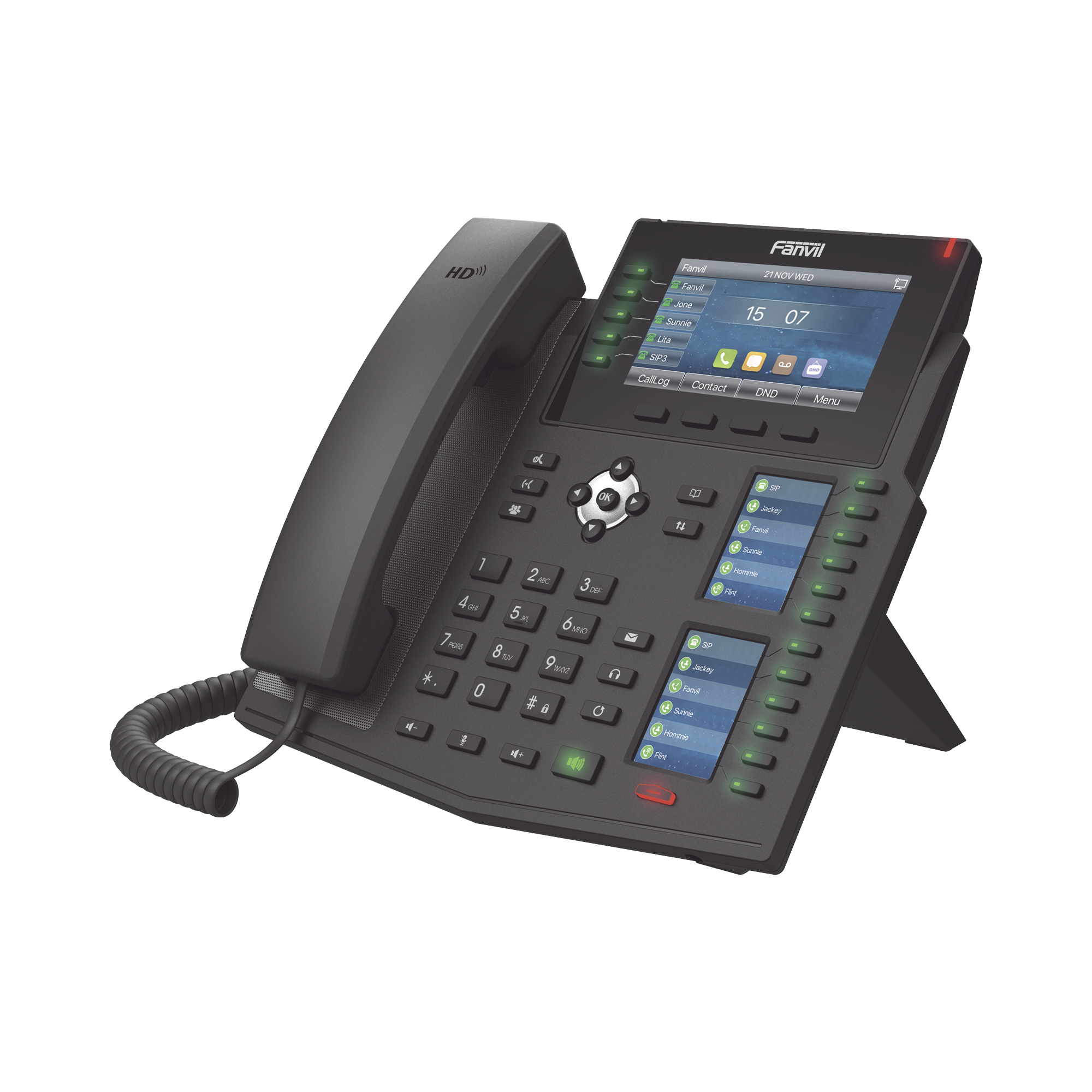 Teléfono IP Empresarial con Estándares Europeos, 20 lineas SIP con pantalla LCD a color, 60 teclas DSS/BLF, puertos Gigabit, IPv6, Opus y conferencia de 3 vías, PoE/DC - SILYMX