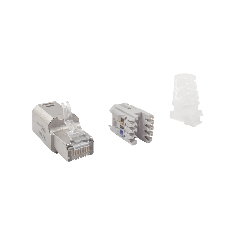 Plug RJ45 Cat6A Blindado Terminación en Campo Compatible con Todas las Categorías Sin Clip Protector de Seguro - SILYMX