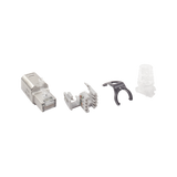 Plug RJ45 Cat6A Blindado Terminación en Campo Compatible con Todas las Categorías Con Clip Protector de Seguro - SILYMX