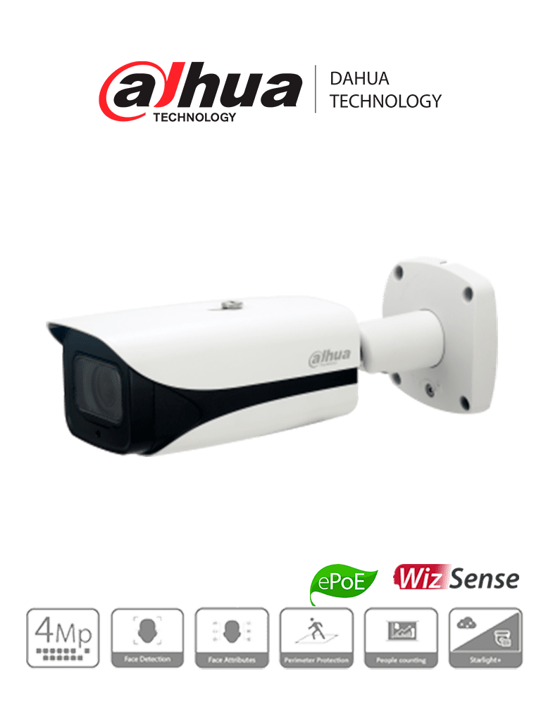 DAHUA IPC-HFW5442EN-ZE - Cámara IP Bullet Resolución de 4 MP/ Lente Mot. 2.7 a 12mm/ ? 114°-47°/ IR 50 mts/ IA WizMind/ Detección Facial/ Protección Perimetral/ Conteo de Personas/ Starlight/ ePoE/ WDR 140dB/ H.265/ IP67/ IK10/ E&S Alarma/ E&S Audio/ - SILYMX