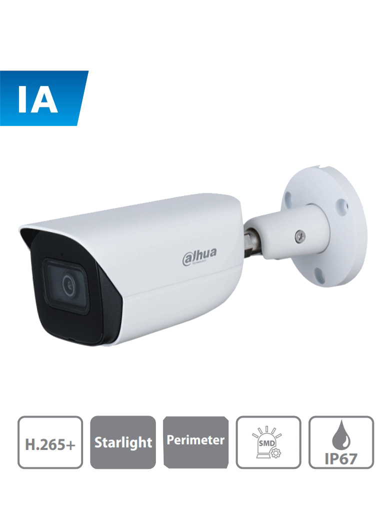 Cámara Ip Bullet Con Inteligencia Artificial 4 Megapixeles Micrófono Integrado Wdr E&S De Alarma E&S Audio Ir 50 Mts Smd Ip67 Dahua Ipc-Hfw3441E-As - SILYMX