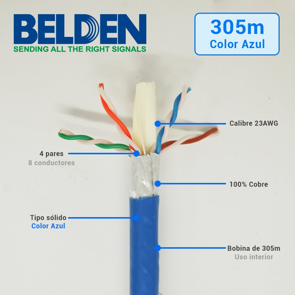 Bobina de Cable Belden Cat6A UTP 304 Metros Azul 10GXS12 0061000 - SILYMX
